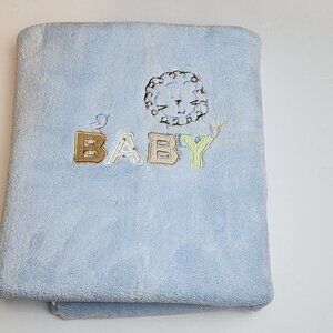 Carters blanket thick warm blue baby boy lion